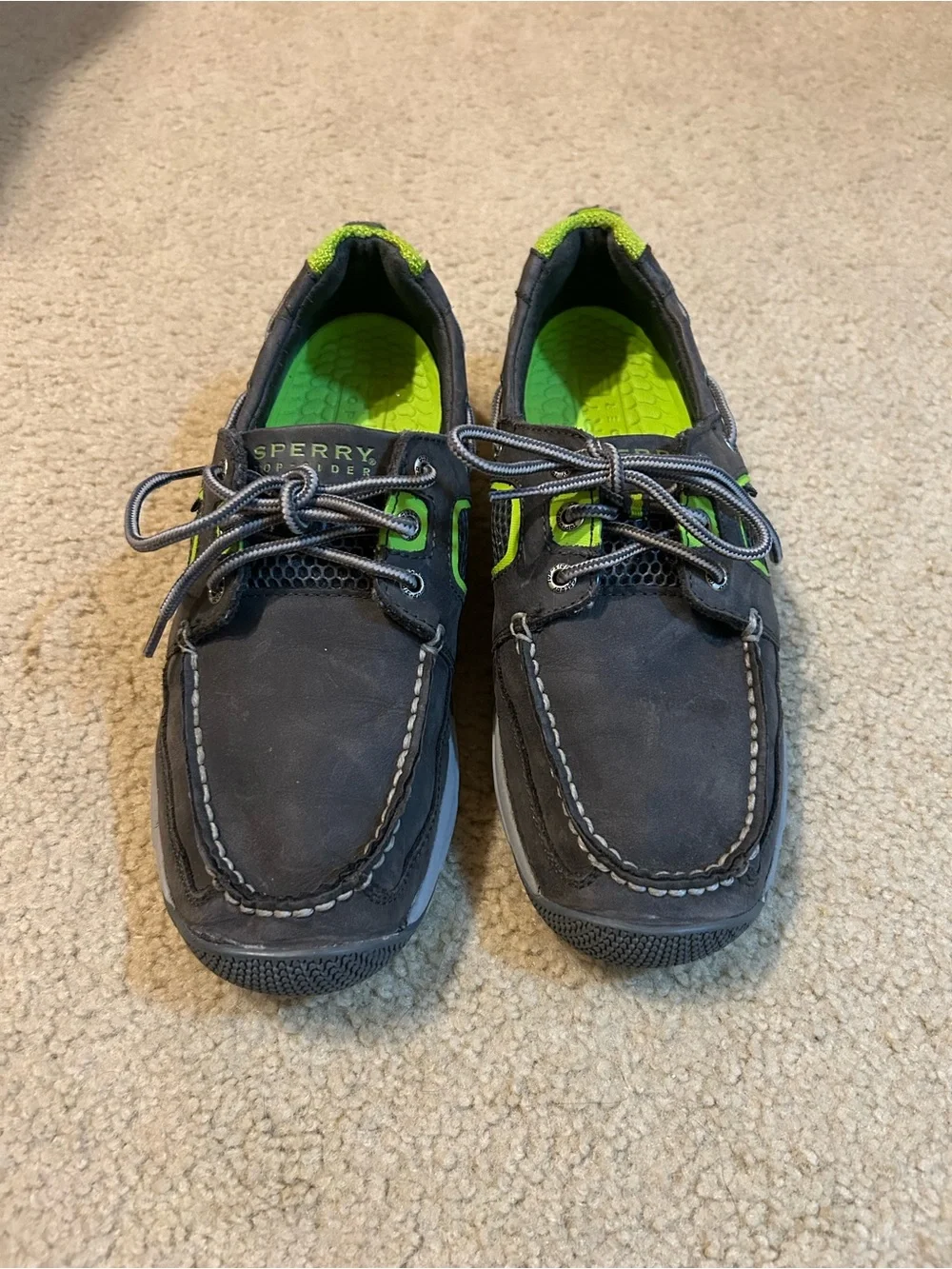 Sperry Gray & Neon Green Boat top sider Shoes